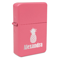Pineapples Windproof Lighter - Pink - Double Sided & Lid Engraved (Personalized)