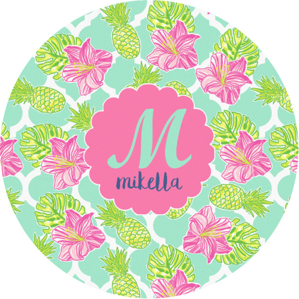 Custom Preppy Hibiscus Multipurpose Round Labels - 1" (Personalized)