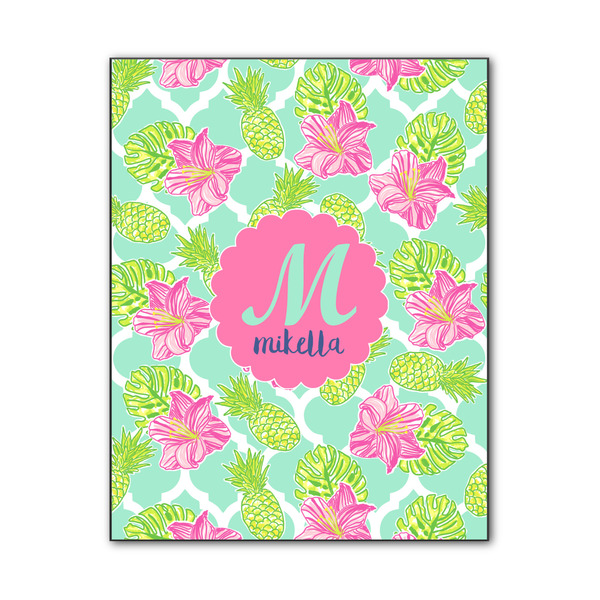 Custom Preppy Hibiscus Wood Print - 11x14 (Personalized)