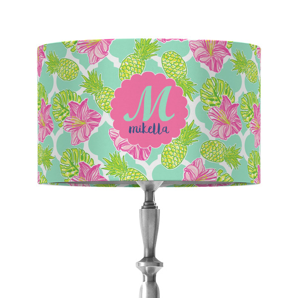 Custom Preppy Hibiscus 12" Drum Lamp Shade - Fabric (Personalized)