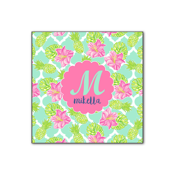 Custom Preppy Hibiscus Wood Print - 12x12 (Personalized)