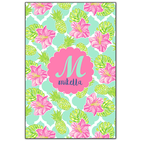 Custom Preppy Hibiscus Wood Print - 20x30 (Personalized)