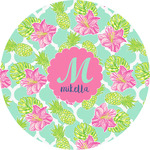 Preppy Hibiscus Multipurpose Round Labels - Custom Sized (Personalized)