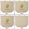 Preppy Hibiscus 3 Reusable Cotton Grocery Bags - Front & Back View