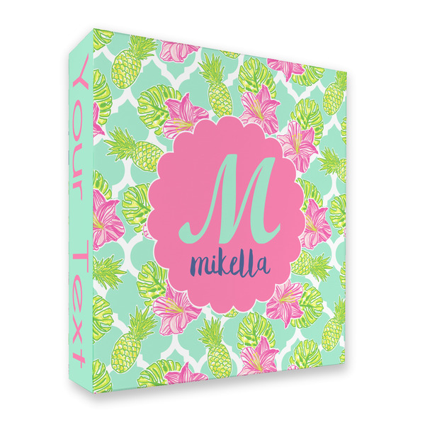 Custom Preppy Hibiscus 3 Ring Binder - Full Wrap - 2" (Personalized)