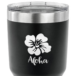 Preppy Hibiscus 30 oz Stainless Steel Tumbler - Black - Double Sided (Personalized)