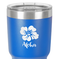 Preppy Hibiscus 30 oz Stainless Steel Tumbler - Royal Blue - Double-Sided (Personalized)