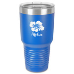 Preppy Hibiscus 30 oz Stainless Steel Tumbler - Royal Blue - Single-Sided (Personalized)