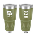 Preppy Hibiscus 30 oz Stainless Steel Tumbler - Olive - Double-Sided (Personalized)