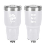 Preppy Hibiscus 30 oz Stainless Steel Tumbler - White - Double-Sided (Personalized)