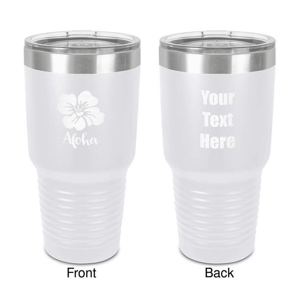 Custom Preppy Hibiscus 30 oz Stainless Steel Tumbler - White - Double-Sided (Personalized)