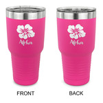 Preppy Hibiscus 30 oz Stainless Steel Tumbler - Pink - Double Sided (Personalized)