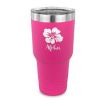 Preppy Hibiscus 30 oz Stainless Steel Tumbler - Pink - Single Sided (Personalized)