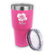 Preppy Hibiscus 30 oz Stainless Steel Ringneck Tumblers - Pink - LID OFF