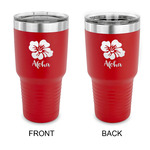 Preppy Hibiscus 30 oz Stainless Steel Tumbler - Red - Double Sided (Personalized)