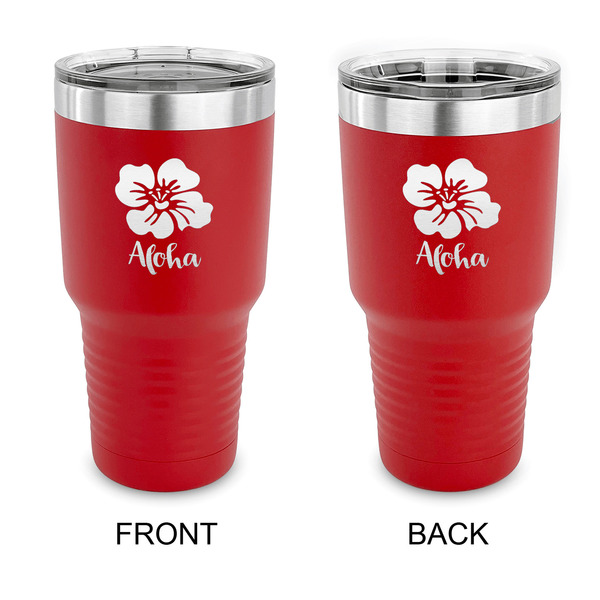 Custom Preppy Hibiscus 30 oz Stainless Steel Tumbler - Red - Double Sided (Personalized)