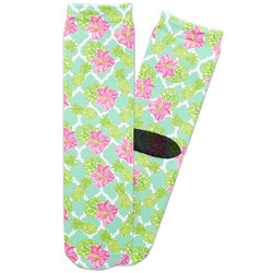 Preppy Hibiscus Adult Crew Socks