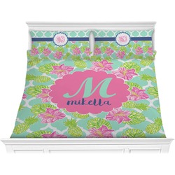 Preppy Hibiscus Comforter Set - King (Personalized)