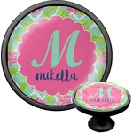 Preppy Hibiscus Cabinet Knob (Black) (Personalized)