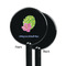 Preppy Hibiscus Black Plastic 5.5" Stir Stick - Single Sided - Round - Front & Back