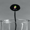 Preppy Hibiscus Black Plastic 7" Stir Stick - Oval - Main