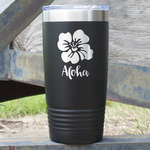 Preppy Hibiscus 20 oz Stainless Steel Tumbler - Black - Double Sided (Personalized)