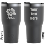 Preppy Hibiscus RTIC Tumbler - Black - Engraved Front & Back (Personalized)