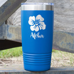 Preppy Hibiscus 20 oz Stainless Steel Tumbler - Royal Blue - Single Sided (Personalized)