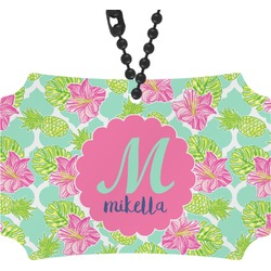 Preppy Hibiscus Rear View Mirror Ornament (Personalized)