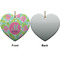 Preppy Hibiscus Ceramic Flat Ornament - Heart Front & Back (APPROVAL)