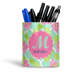 Preppy Hibiscus Ceramic Pen Holder