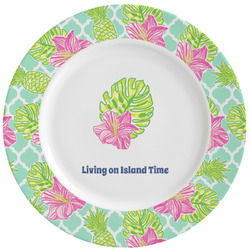 Preppy Hibiscus Ceramic Dinner Plates (Set of 4) (Personalized)