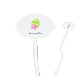 Preppy Hibiscus 7" Oval Plastic Stir Sticks - Clear (Personalized)
