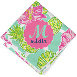 Preppy Hibiscus Cloth Cocktail Napkin - Single w/ Name and Initial