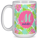 Preppy Hibiscus 15 Oz Coffee Mug - White (Personalized)