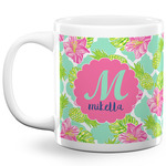 Preppy Hibiscus 20 Oz Coffee Mug - White (Personalized)