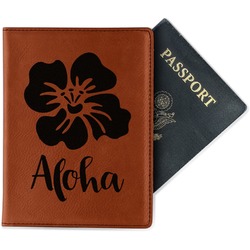Preppy Hibiscus Passport Holder - Faux Leather - Single Sided (Personalized)