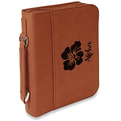 Preppy Hibiscus Leatherette Bible Cover with Handle & Zipper - Small - Single Sided (Personalized)