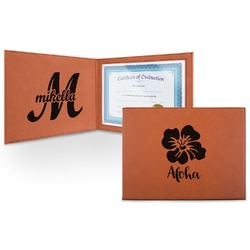 Preppy Hibiscus Leatherette Certificate Holder - Front and Inside (Personalized)