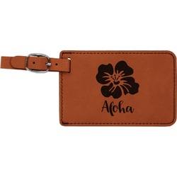 Preppy Hibiscus Leatherette Luggage Tag (Personalized)