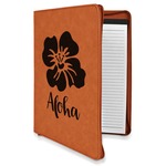 Preppy Hibiscus Leatherette Zipper Portfolio with Notepad - Double Sided (Personalized)