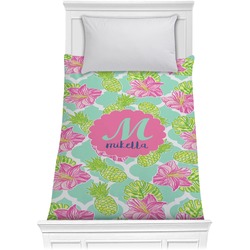 Preppy Hibiscus Comforter - Twin XL (Personalized)