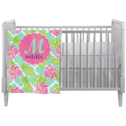 Preppy Hibiscus Crib Comforter / Quilt (Personalized)