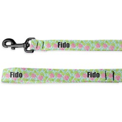 Preppy Hibiscus Deluxe Dog Leash - 4 ft (Personalized)