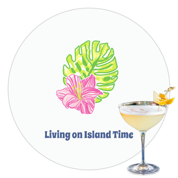 Custom Preppy Hibiscus Printed Drink Topper - 3.5" (Personalized)