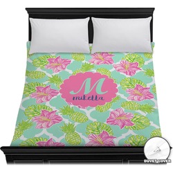 Preppy Hibiscus Duvet Cover - Full / Queen (Personalized)