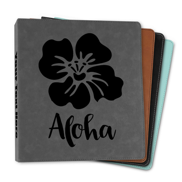 Custom Preppy Hibiscus Leather Binder - 1" (Personalized)