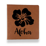 Preppy Hibiscus Leather Binder - 1" - Rawhide (Personalized)