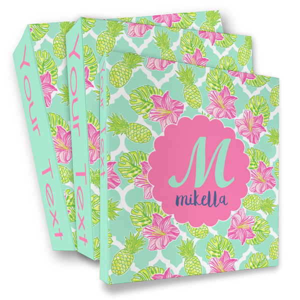 Custom Preppy Hibiscus 3 Ring Binder - Full Wrap (Personalized)