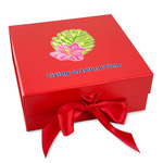 Preppy Hibiscus Gift Box with Magnetic Lid - Red (Personalized)